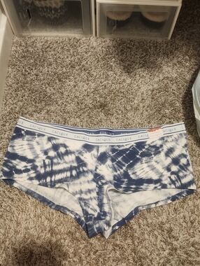 Cacique Navy and White Tie-Dye Boyshorts